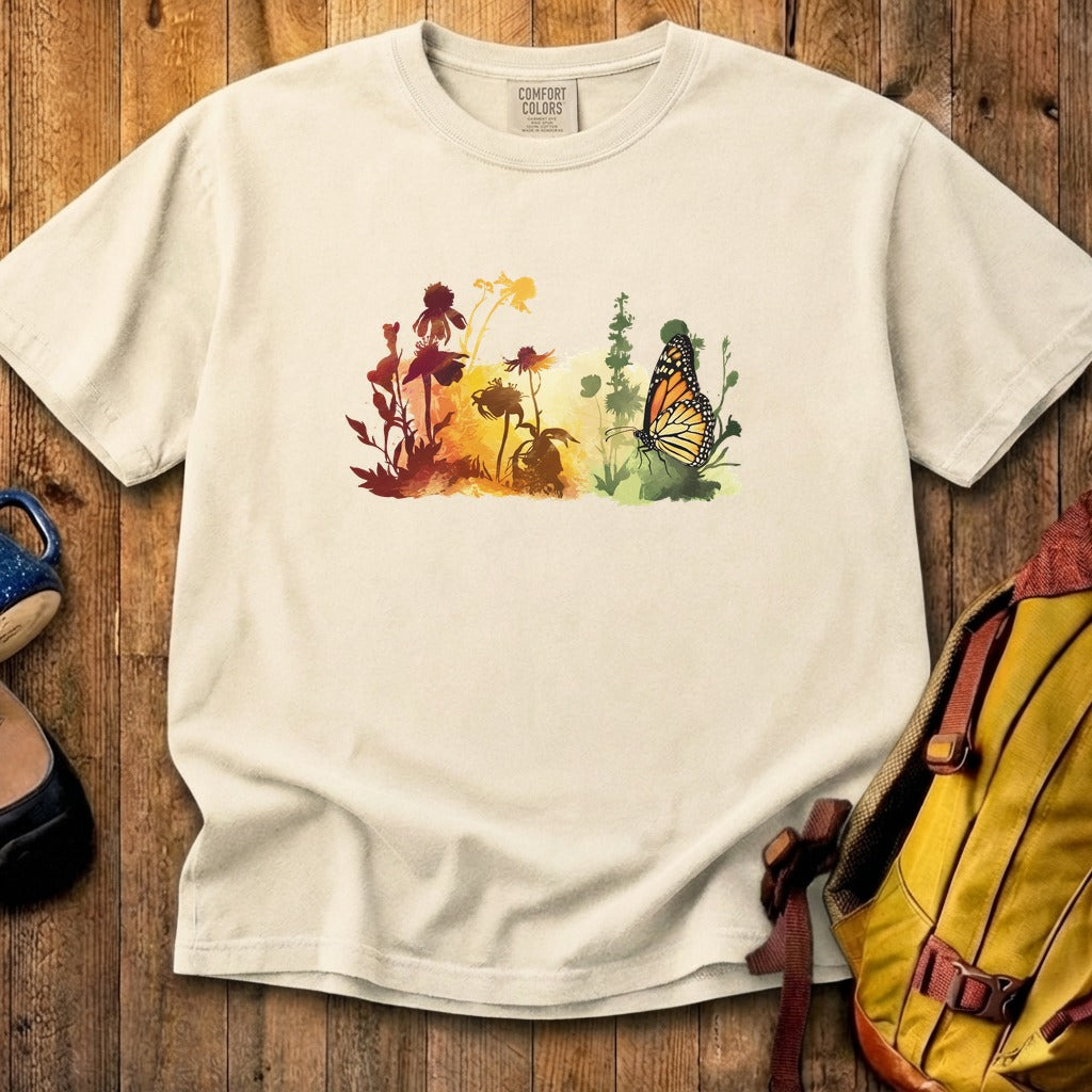 Watercolor Monarch Meadow Cotton T-Shirt