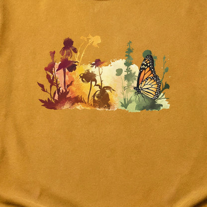 Watercolor Monarch Meadow Cotton T-Shirt