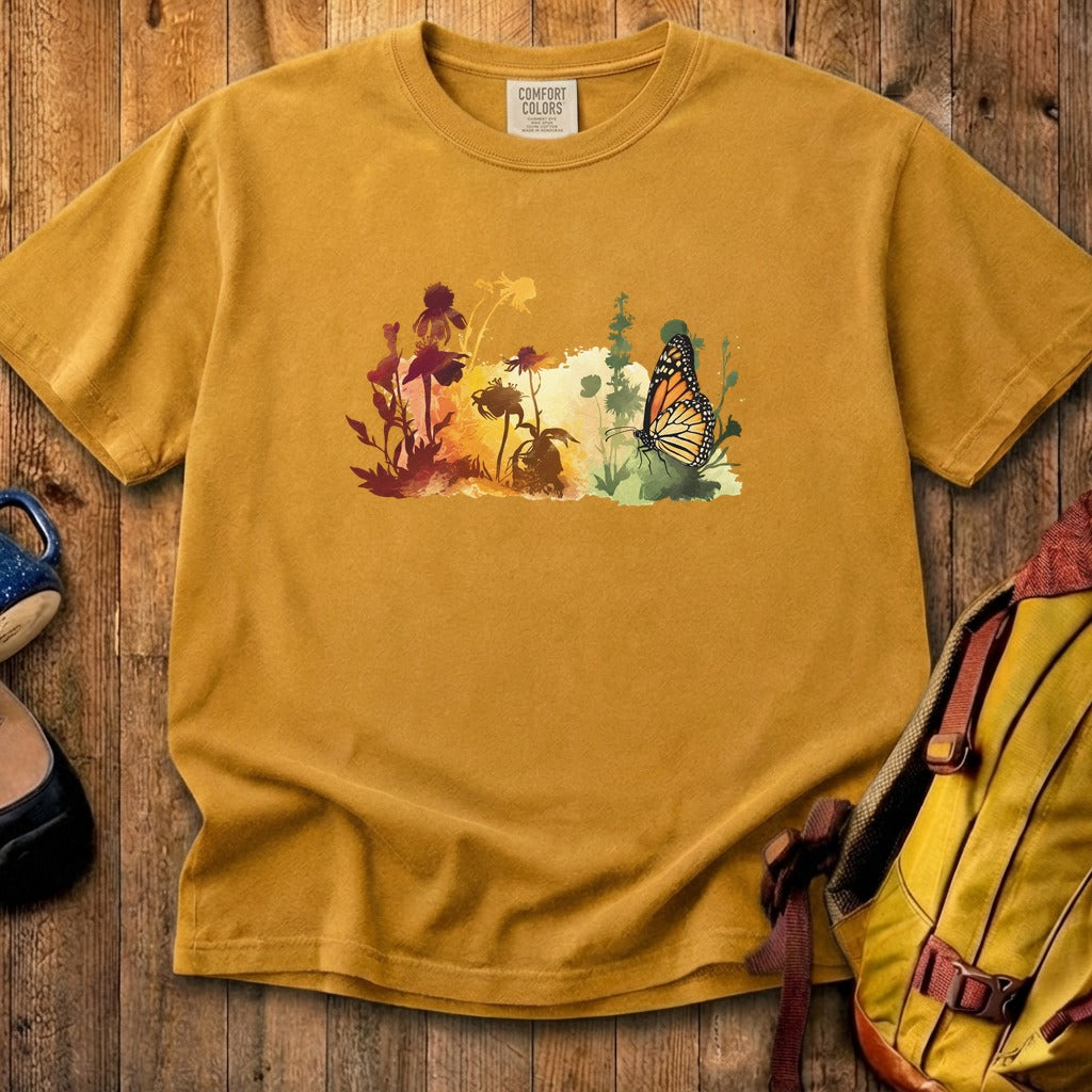 Watercolor Monarch Meadow Cotton T-Shirt