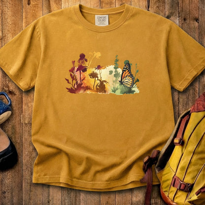 Watercolor Monarch Meadow Cotton T-Shirt