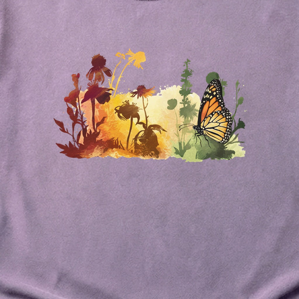 Watercolor Monarch Meadow Cotton T-Shirt