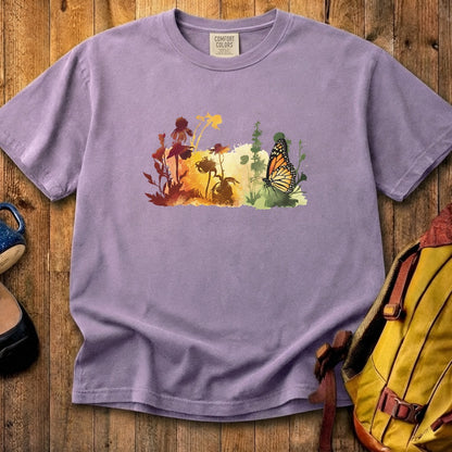 Watercolor Monarch Meadow Cotton T-Shirt