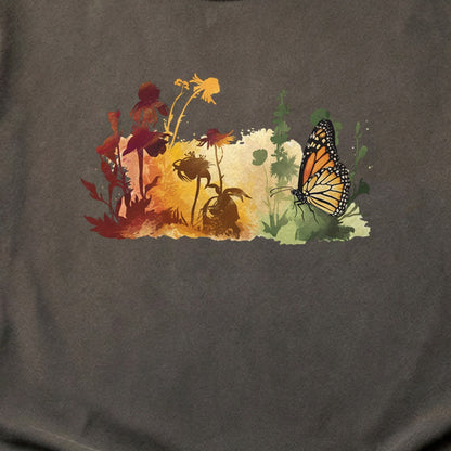 Watercolor Monarch Meadow Cotton T-Shirt