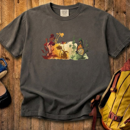 Watercolor Monarch Meadow Cotton T-Shirt