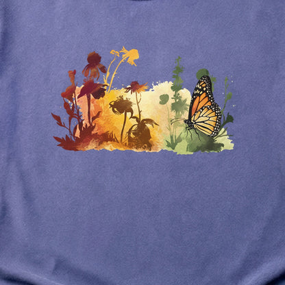 Watercolor Monarch Meadow Cotton T-Shirt