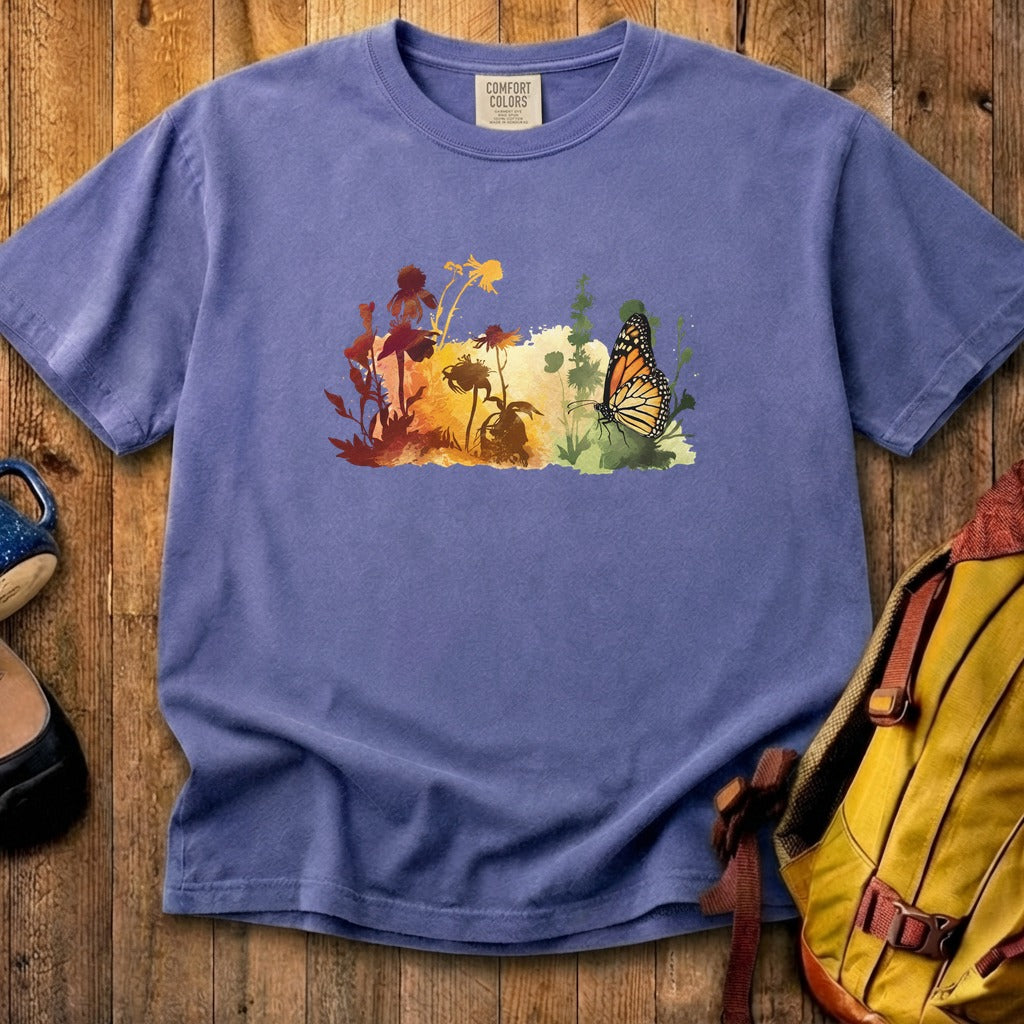 Watercolor Monarch Meadow Cotton T-Shirt