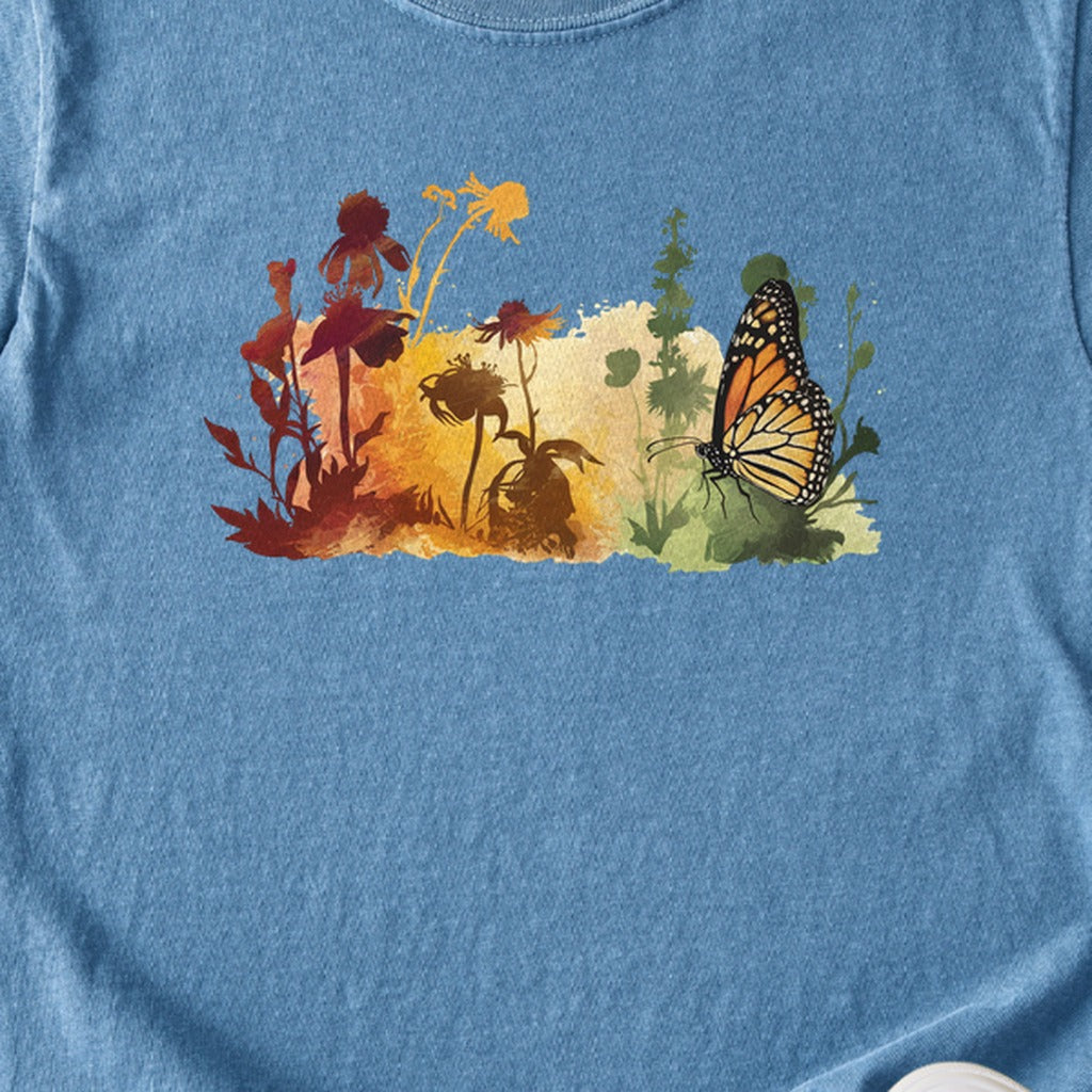 Watercolor Monarch Meadow Kids Cotton T-Shirt