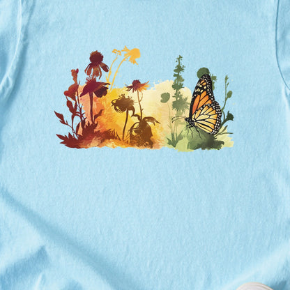 Watercolor Monarch Meadow Kids Cotton T-Shirt