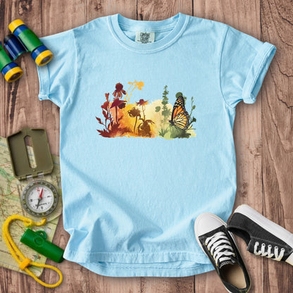Watercolor Monarch Meadow Kids Cotton T-Shirt