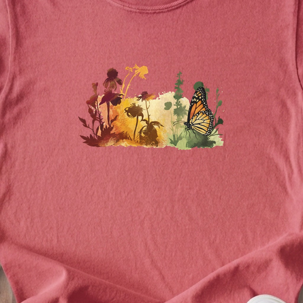 Watercolor Monarch Meadow Kids Cotton T-Shirt