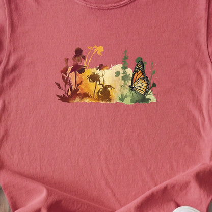 Watercolor Monarch Meadow Kids Cotton T-Shirt