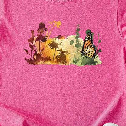 Watercolor Monarch Meadow Kids Cotton T-Shirt