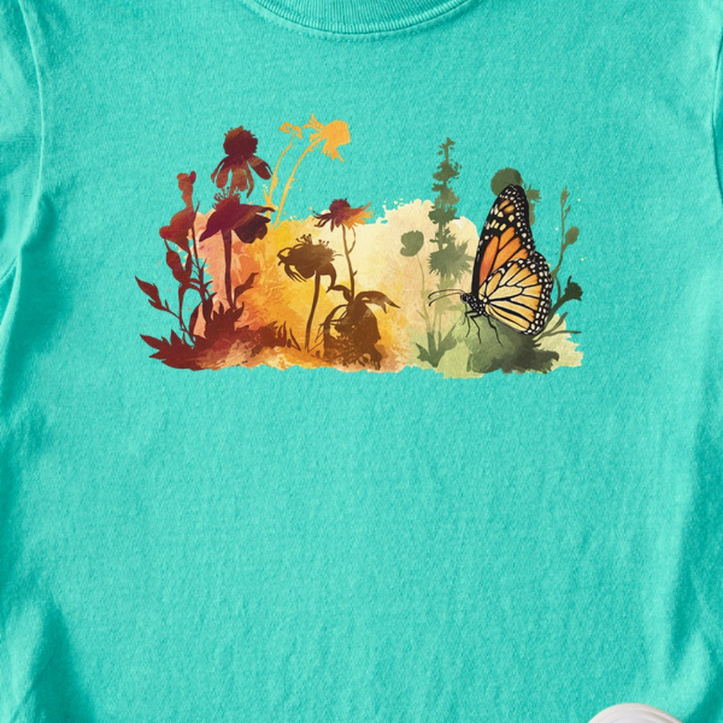 Watercolor Monarch Meadow Kids Cotton T-Shirt