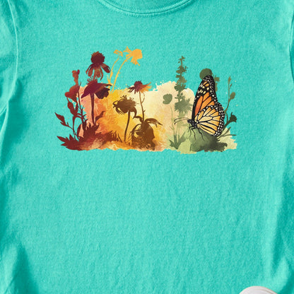 Watercolor Monarch Meadow Kids Cotton T-Shirt