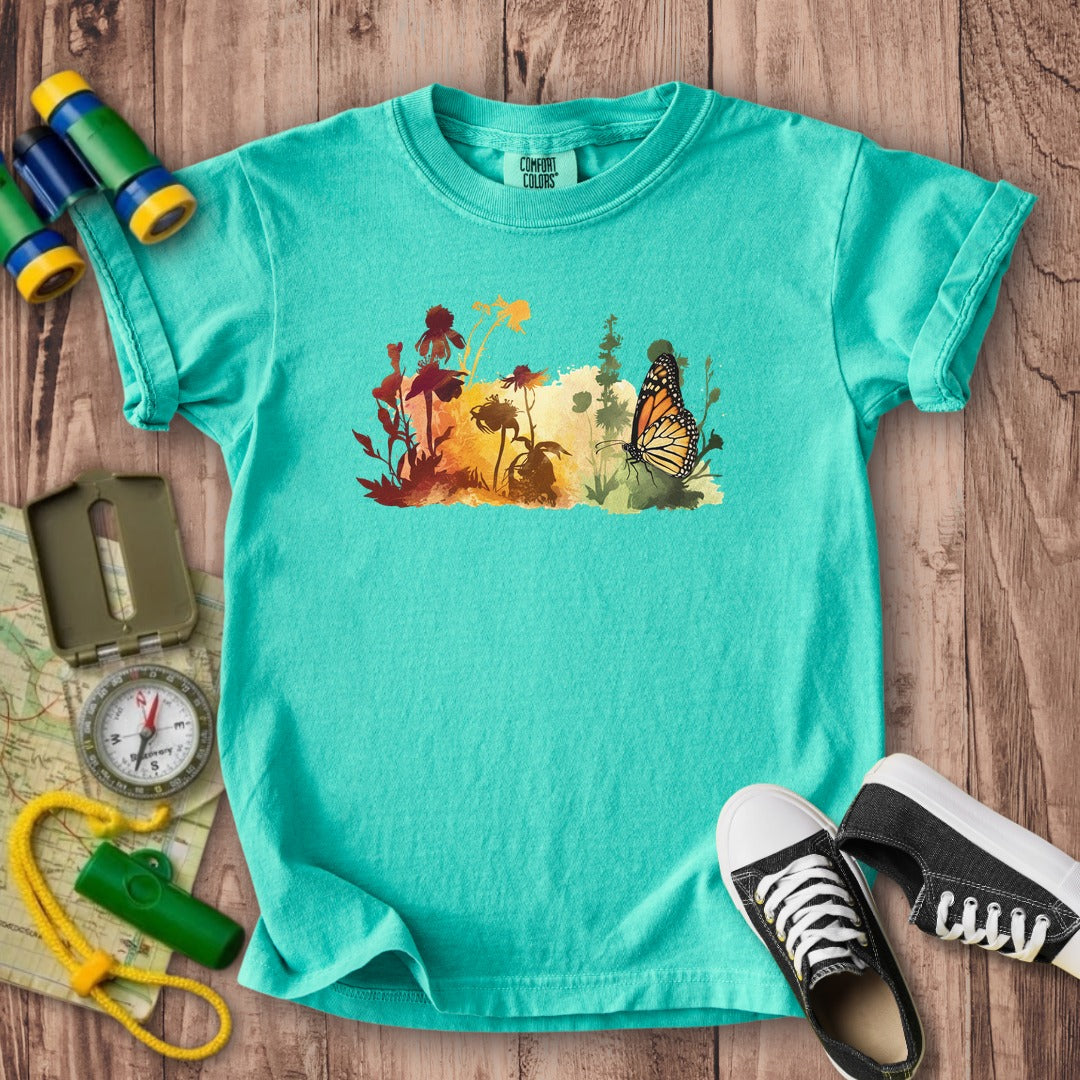 Watercolor Monarch Meadow Kids Cotton T-Shirt