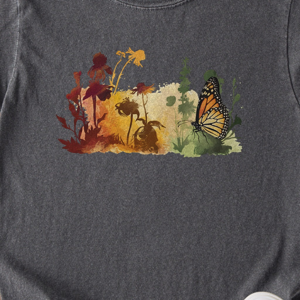 Watercolor Monarch Meadow Kids Cotton T-Shirt