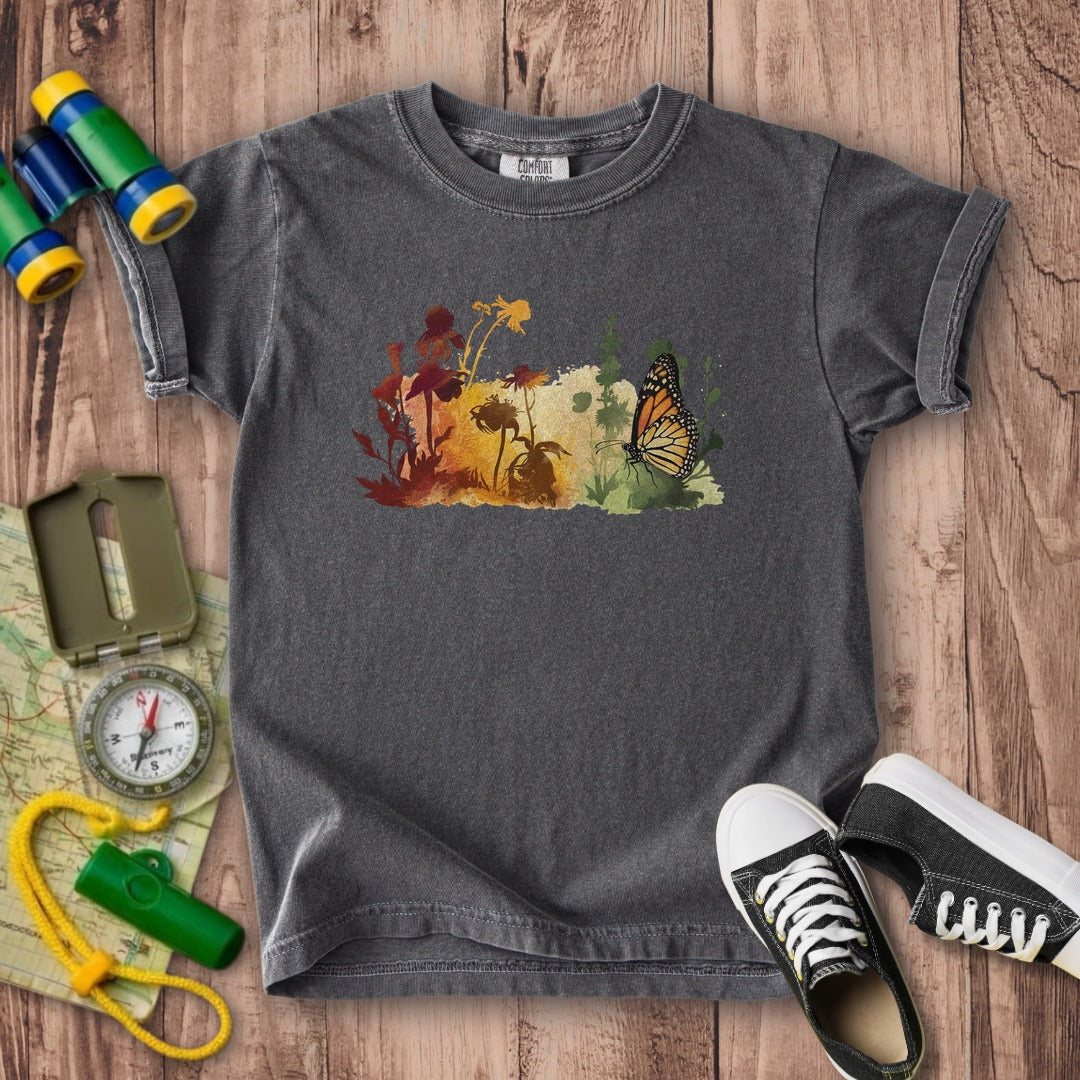 Watercolor Monarch Meadow Kids Cotton T-Shirt