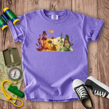 Watercolor Monarch Meadow Kids Cotton T-Shirt