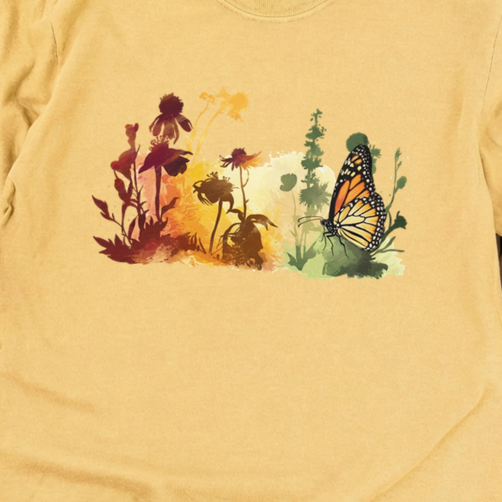 Watercolor Monarch Meadow Cotton Long Sleeve