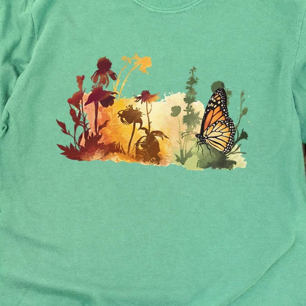 Watercolor Monarch Meadow Cotton Long Sleeve