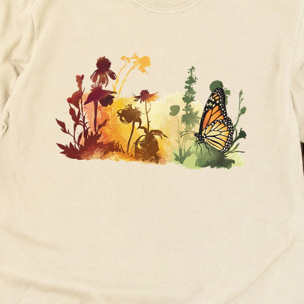 Watercolor Monarch Meadow Cotton Long Sleeve