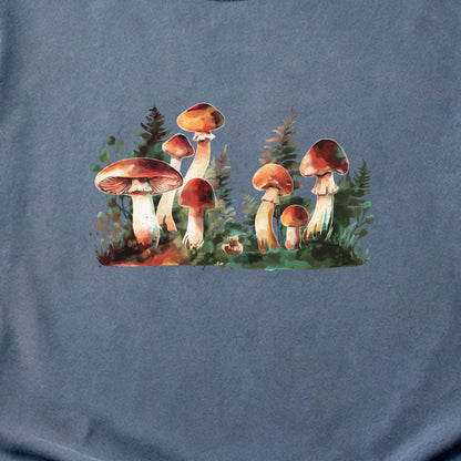Watercolor Mushroom Patch Cotton T-Shirt