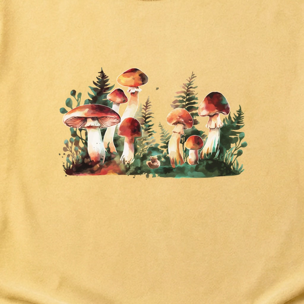 Watercolor Mushroom Patch Cotton T-Shirt