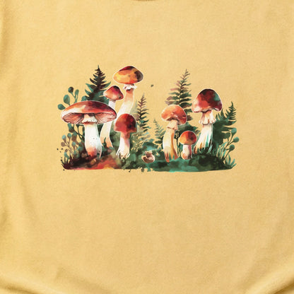 Watercolor Mushroom Patch Cotton T-Shirt