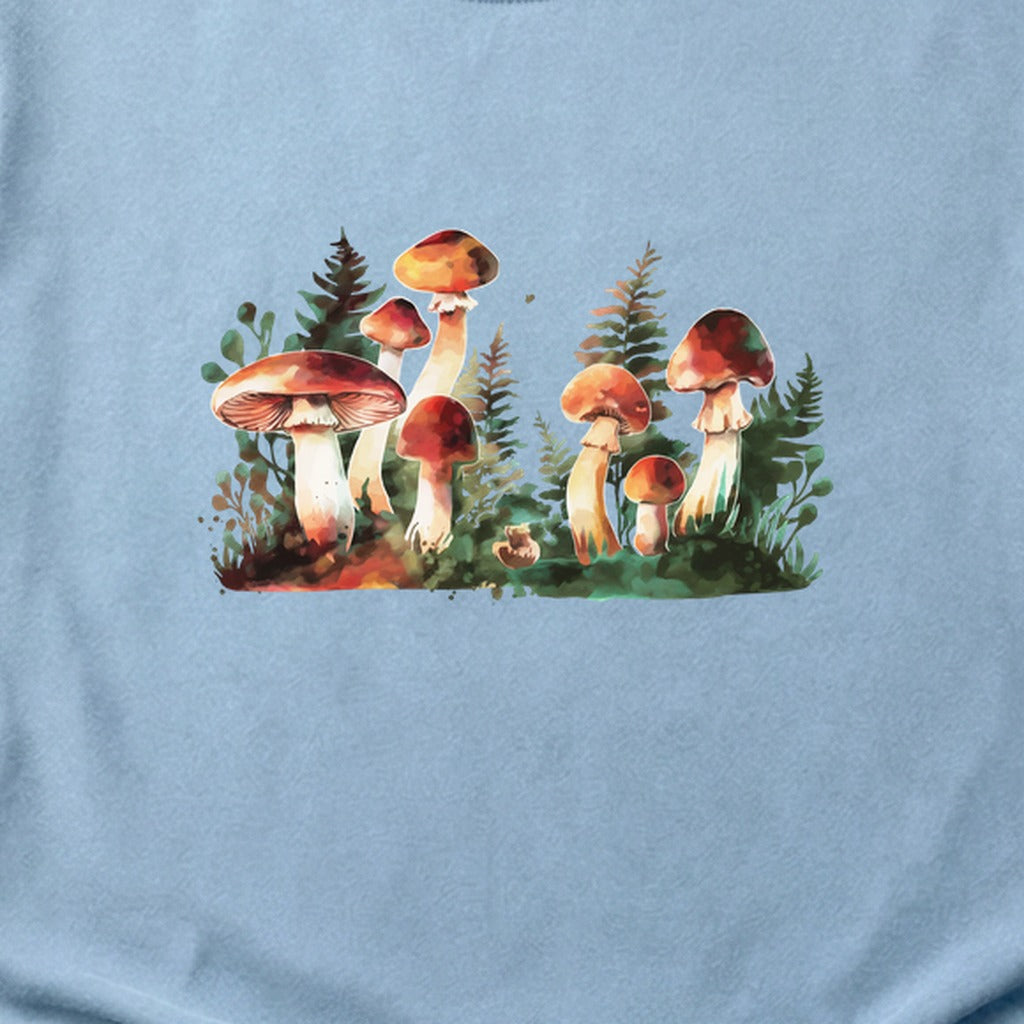 Watercolor Mushroom Patch Cotton T-Shirt