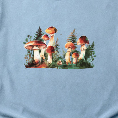 Watercolor Mushroom Patch Cotton T-Shirt