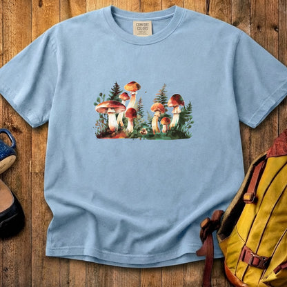 Watercolor Mushroom Patch Cotton T-Shirt
