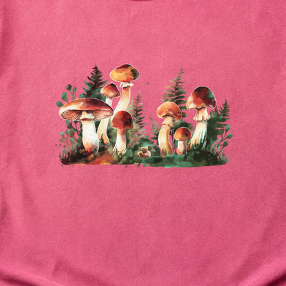 Watercolor Mushroom Patch Cotton T-Shirt