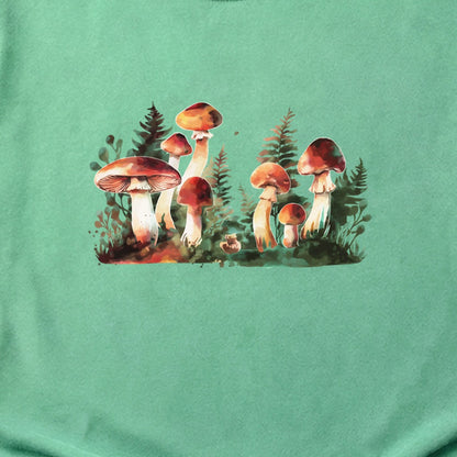 Watercolor Mushroom Patch Cotton T-Shirt