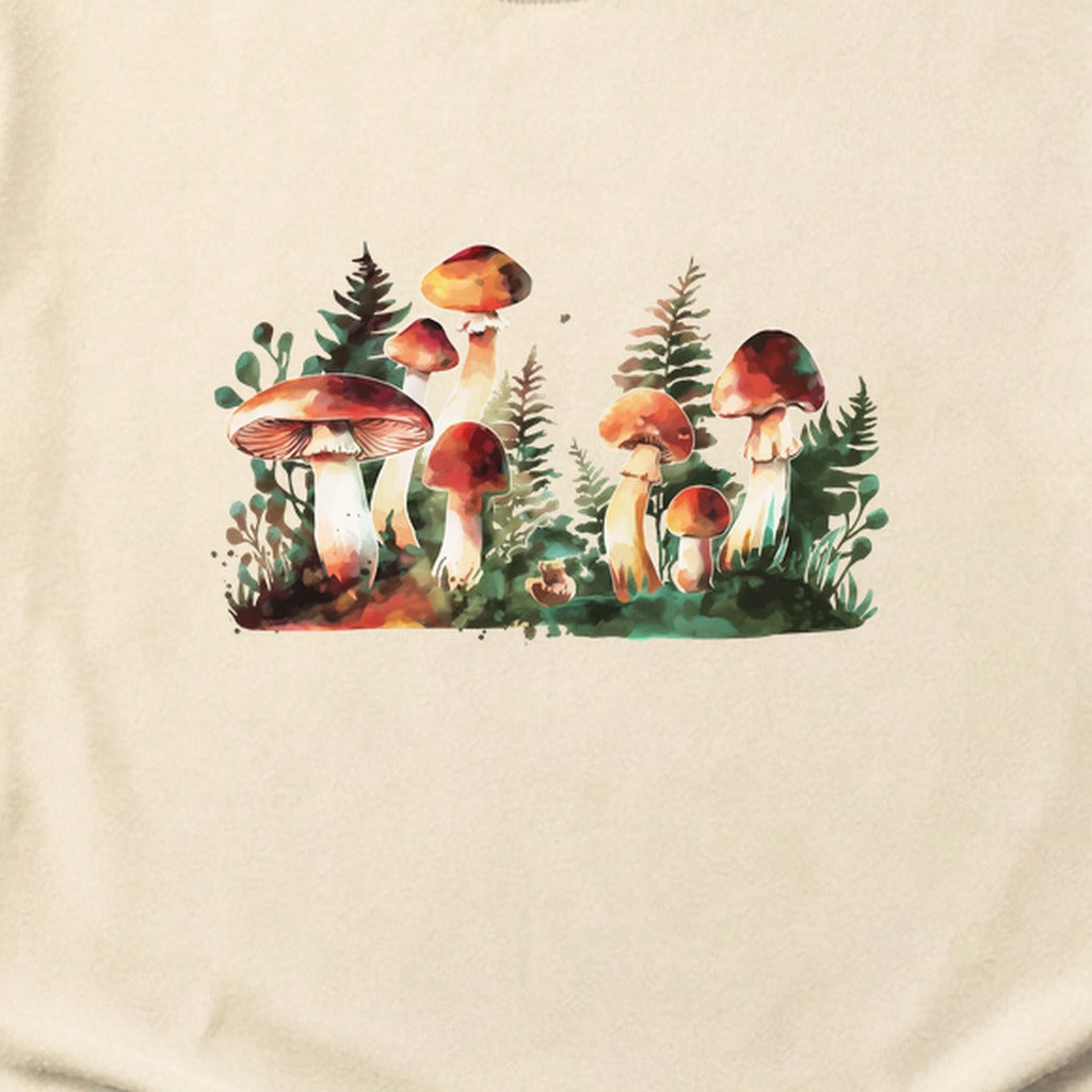 Watercolor Mushroom Patch Cotton T-Shirt