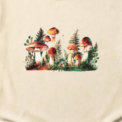 Watercolor Mushroom Patch Cotton T-Shirt