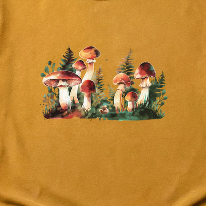 Watercolor Mushroom Patch Cotton T-Shirt