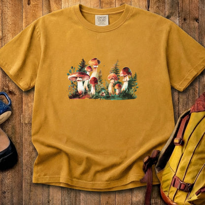 Watercolor Mushroom Patch Cotton T-Shirt