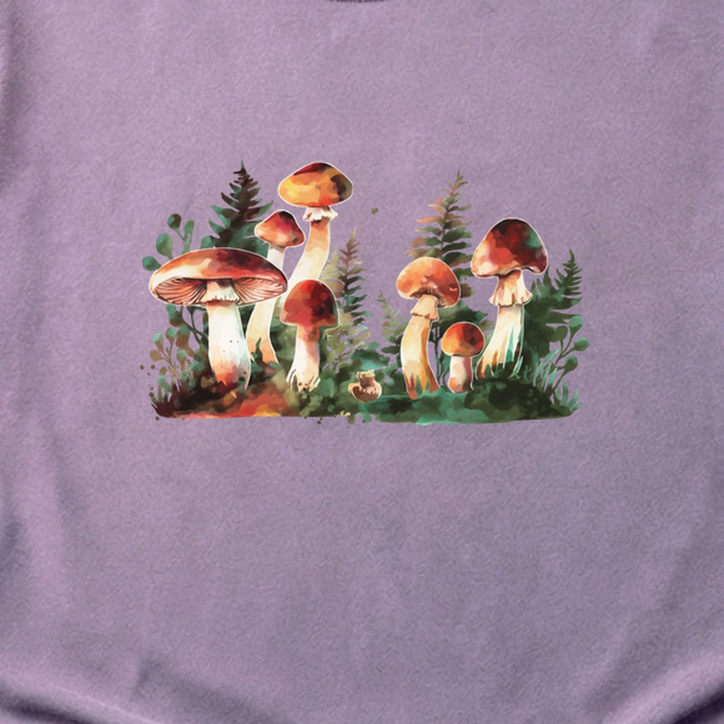 Watercolor Mushroom Patch Cotton T-Shirt