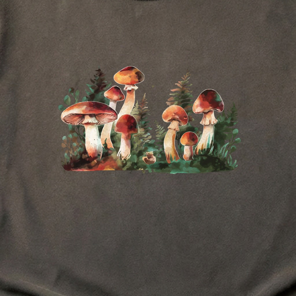 Watercolor Mushroom Patch Cotton T-Shirt