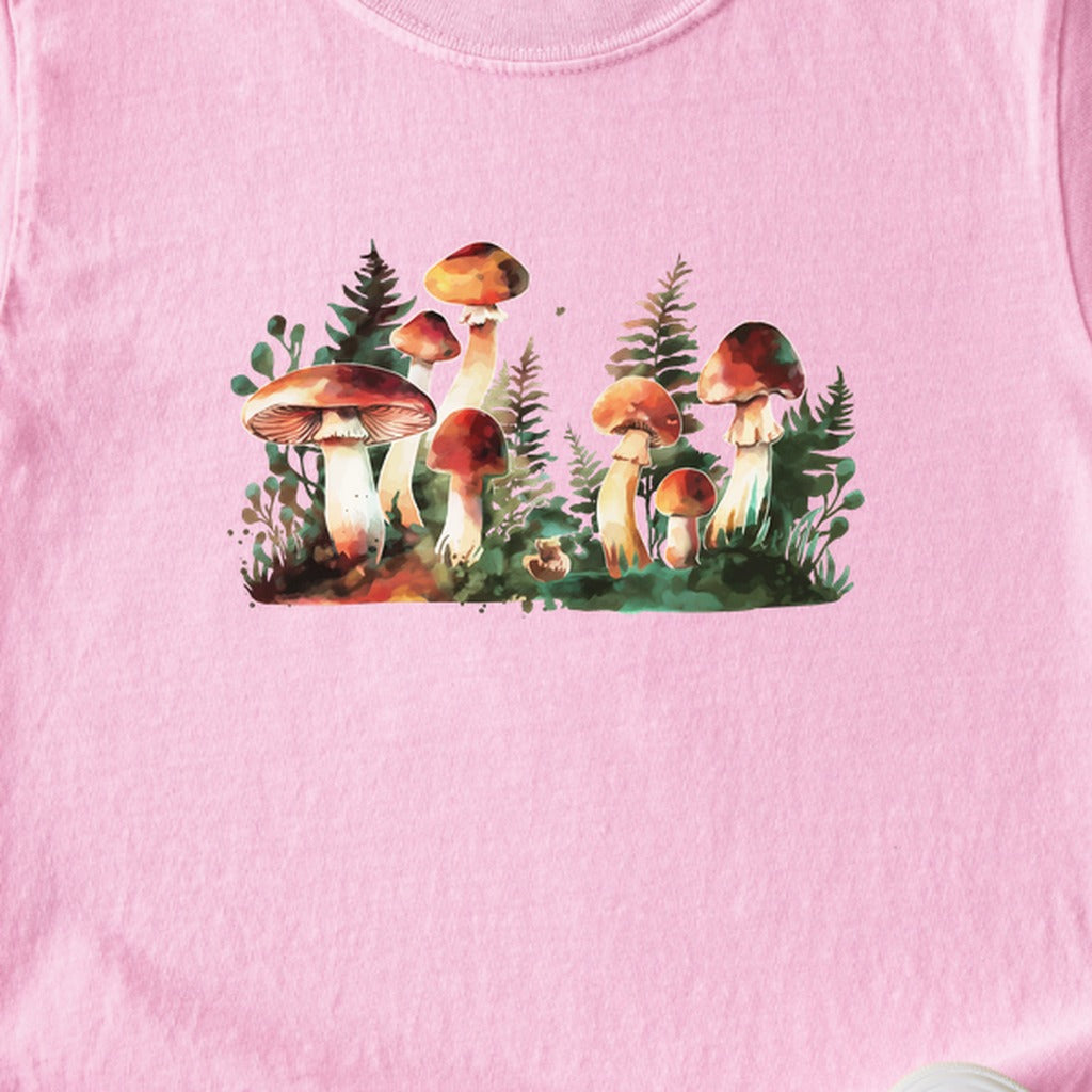 Watercolor Mushroom Patch Kids Cotton T-Shirt