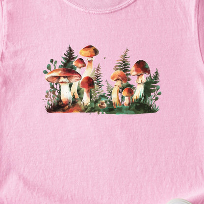Watercolor Mushroom Patch Kids Cotton T-Shirt