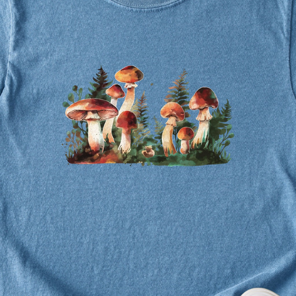 Watercolor Mushroom Patch Kids Cotton T-Shirt