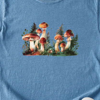 Watercolor Mushroom Patch Kids Cotton T-Shirt