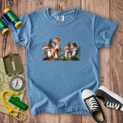 Watercolor Mushroom Patch Kids Cotton T-Shirt