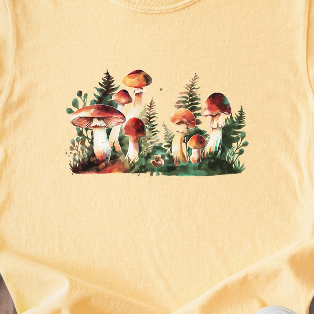 Watercolor Mushroom Patch Kids Cotton T-Shirt