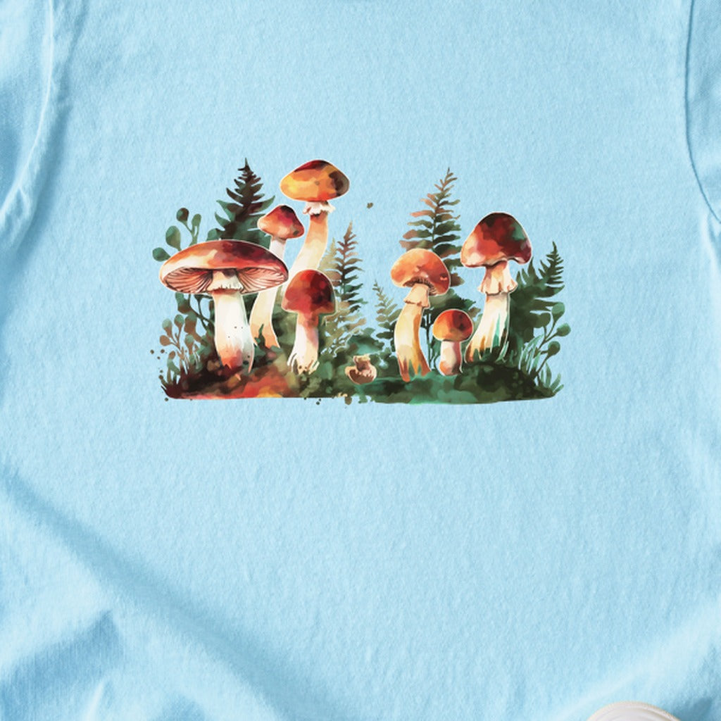 Watercolor Mushroom Patch Kids Cotton T-Shirt