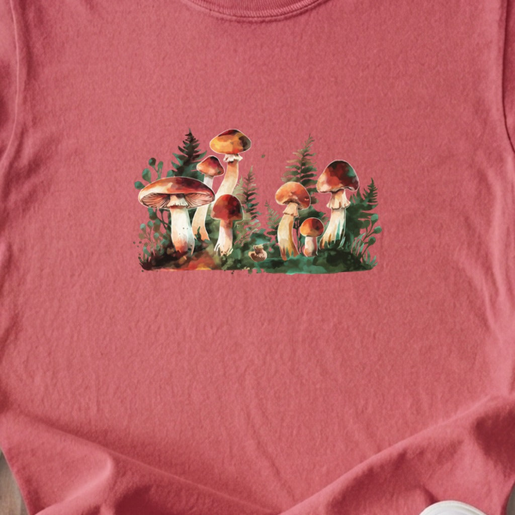 Watercolor Mushroom Patch Kids Cotton T-Shirt