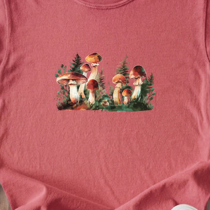 Watercolor Mushroom Patch Kids Cotton T-Shirt