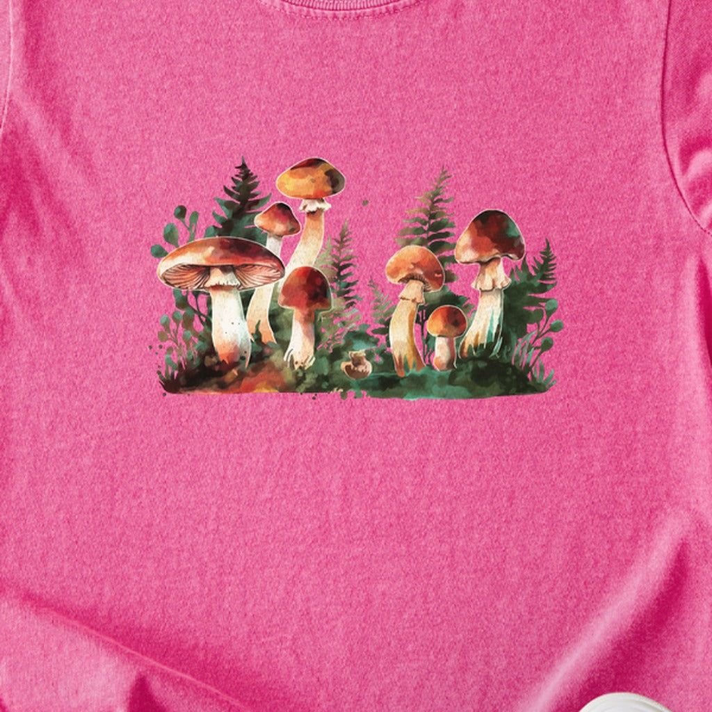 Watercolor Mushroom Patch Kids Cotton T-Shirt