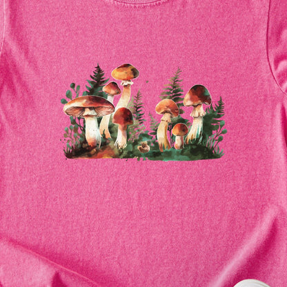 Watercolor Mushroom Patch Kids Cotton T-Shirt